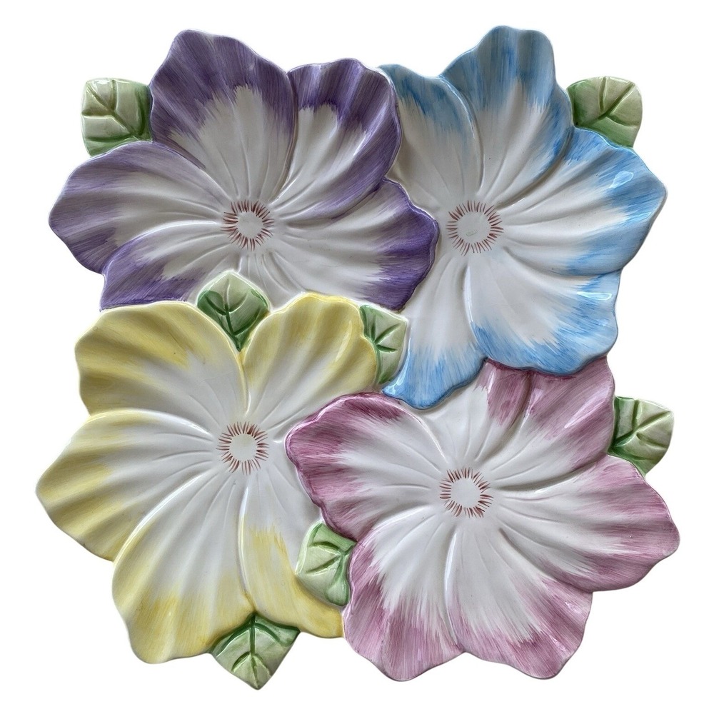 Vintage‎ Bombay Company Spring Blossoms 14" Serving Tray Flower Platter 1838381